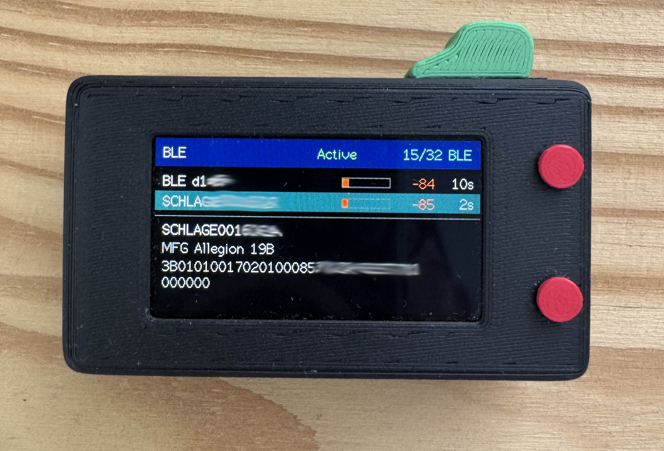 PocketProwler BLE scanner screen