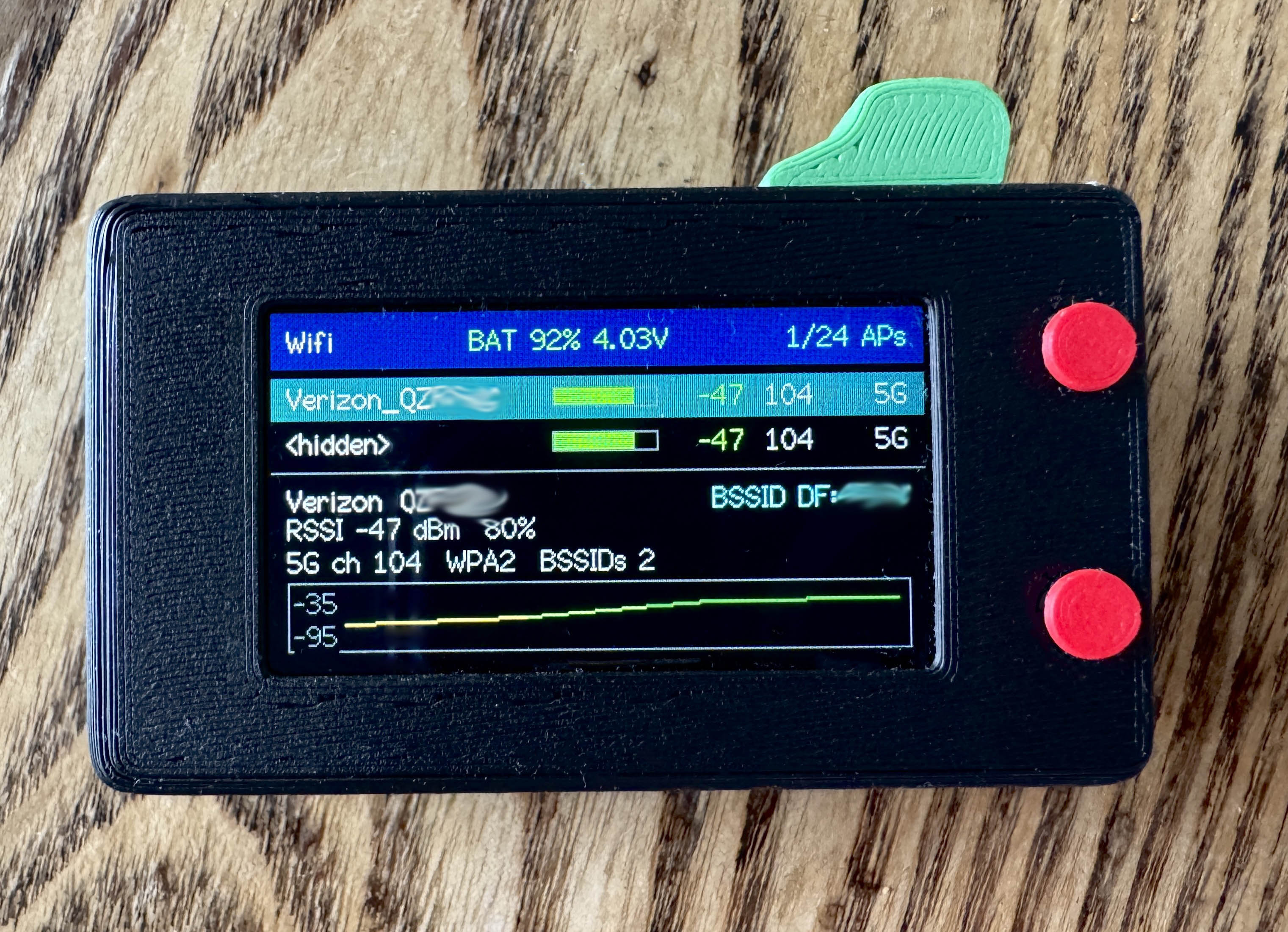 PocketProwler WiFi scanner screen